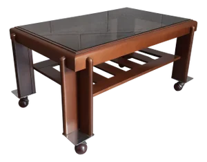 Modern Rectangular Coffee Table in Wood and Glass, Italy, 1970s