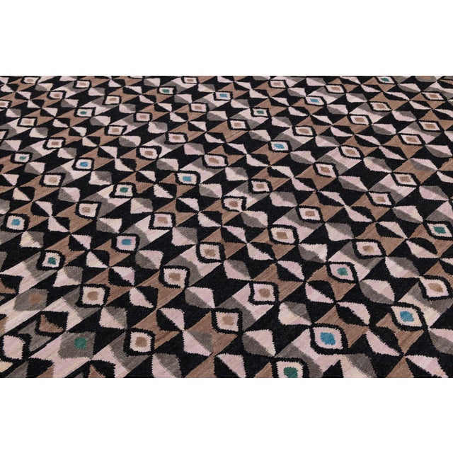 Modern Handmade Kilim Wool Area Rug– Flatweave Abstract Neutral Tones by Apadana For Sale - Image 11 of 12
