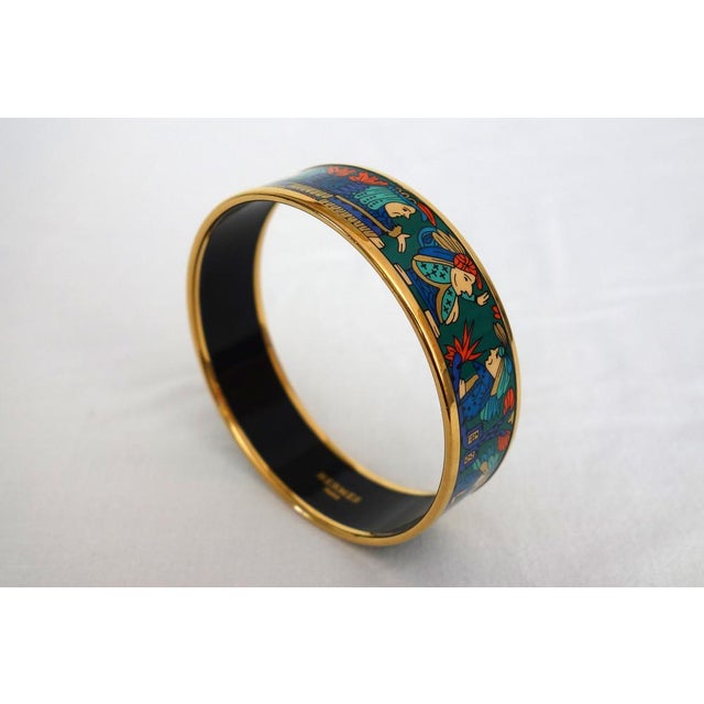 エルメス　HERMES vintage bracelet HERMES Vintage Medor Green Leather Bangle Bracelet For Sale