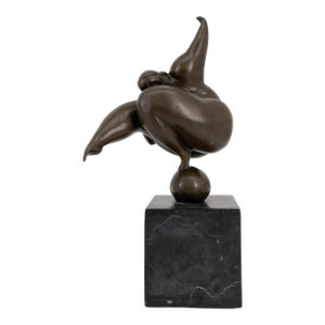 1980s Miguel Fernandez Lopez (Milo) a Nude Bronze Acrobat Balancing on a Ball