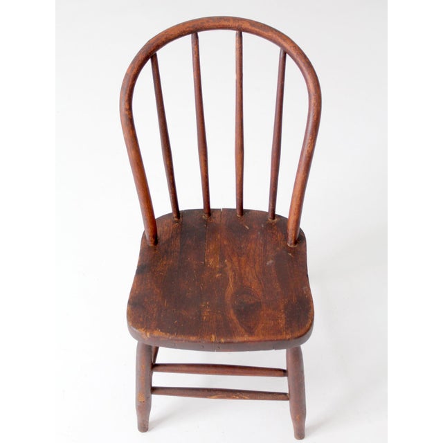 Antique American Windsor Bow Back Spindle Chair For Sale - Image 6 of 17