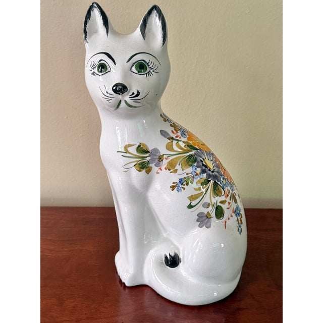 Midcentury Italian Ceramic Cat Figure For Sale - Image 9 of 9