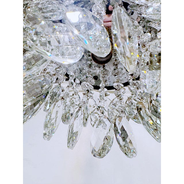 Metal Vintage Crystal Upside Down Layer Cake Chandelier With Decorative Brass Frame For Sale - Image 7 of 9