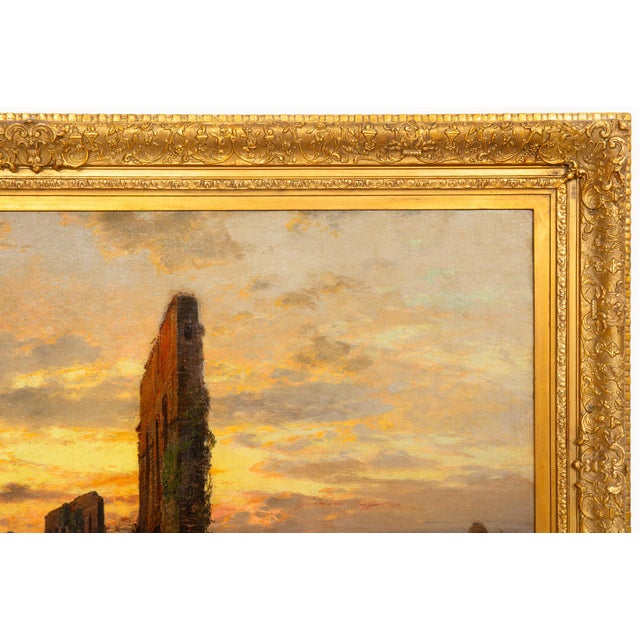 Italian Landscape Painting “View of Roman Campagna Ruins” by Hermann Corrodi For Sale - Image 4 of 18