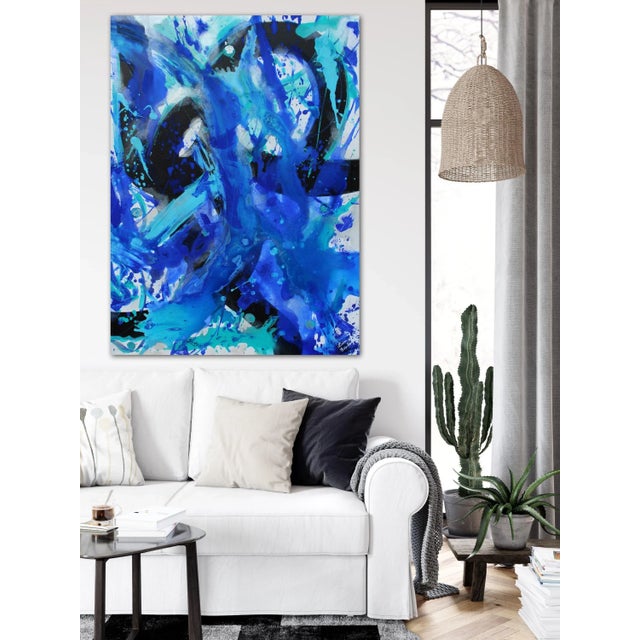 2020s "Blue Wonder" Contemporary Abstract Coastal Painting by Lisa Finlayson For Sale - Image 5 of 12