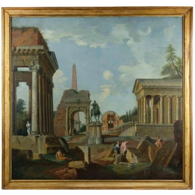 Francis Harding, Roman Ruins, Original Oil on Canvas, 17th Century For Sale - Image 5 of 5
