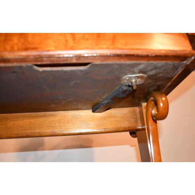 1900s Antique English Hepplewhite Burl Walnut & Leather Top Carlton Writing Desk For Sale - Image 18 of 18