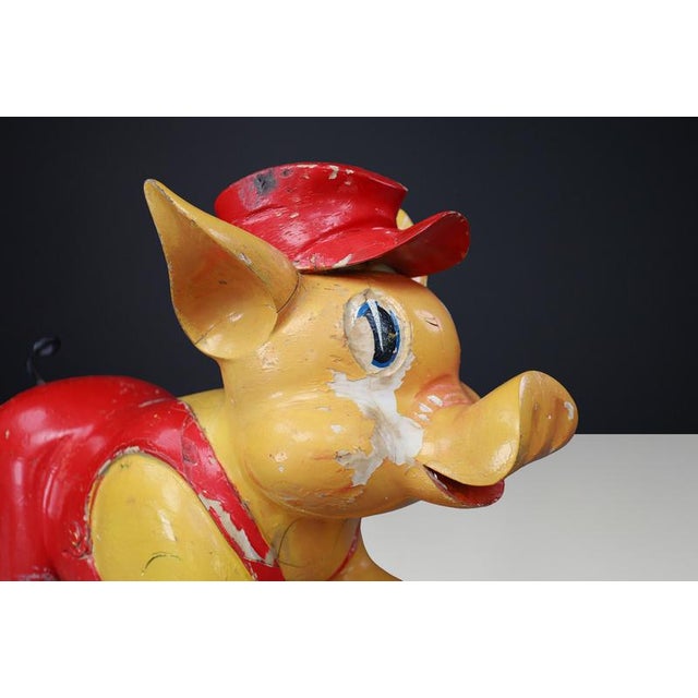 Three Piglets Carousel Sculpture in Polychrome Wood attributed to Bernard Kindt, 1960s For Sale - Image 12 of 15