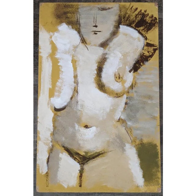 Lucien Joseph Fontanarosa, Nude Study, Oil on Cardboard, 1950s For Sale - Image 6 of 6