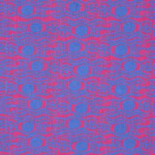 Schumacher Bosphorus Hand Block Fabric In Fuchsia & Blue For Sale