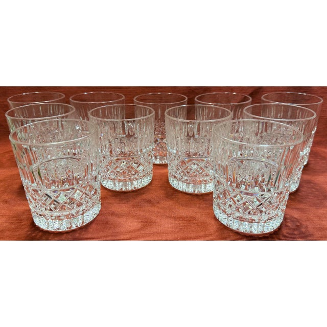 Traditional Vintage Old Fashioned Whiskey Cut Glass Glasses - Set of 11 For Sale - Image 3 of 15