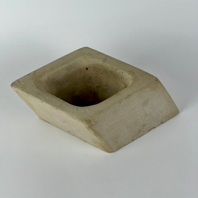 Olive Vintage Cast Concrete Small Dish in an Angular Diamond Shape For Sale - Image 8 of 9