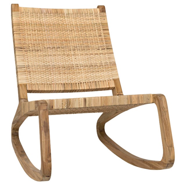 Las Palmas Rattan Rocking Chair, Teak For Sale