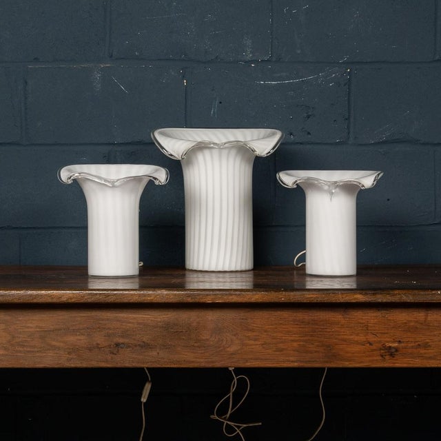 Italian Murano Glass Table Lamps, 1980, Set of 3 For Sale - Image 3 of 12