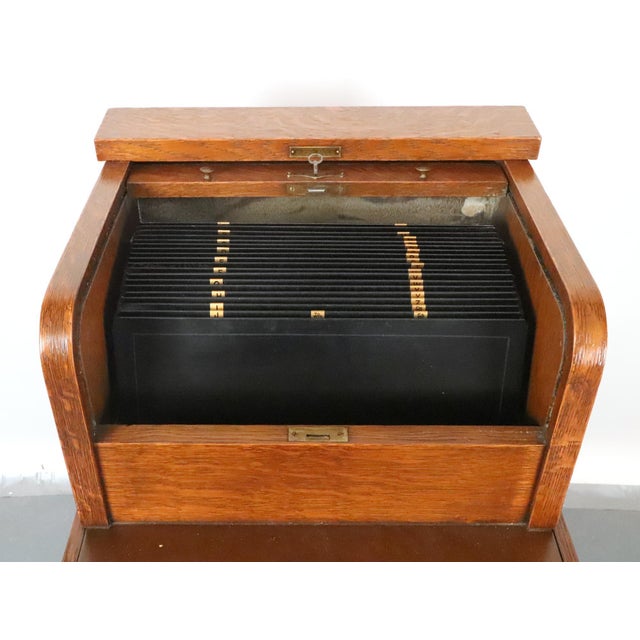 Wood Antique the McCaskey Register Co. Quarter Sawn Oak File Cabinet For Sale - Image 7 of 15