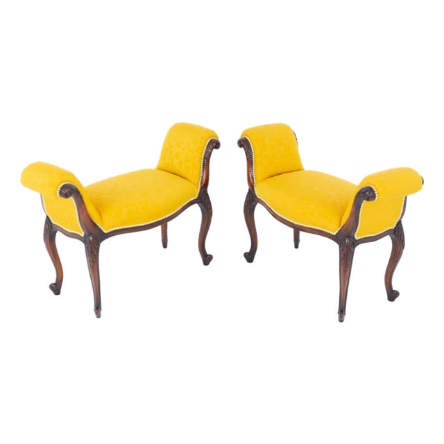 Hepplewhite Window Seats in Mahogany, 1880, Set of 2 For Sale