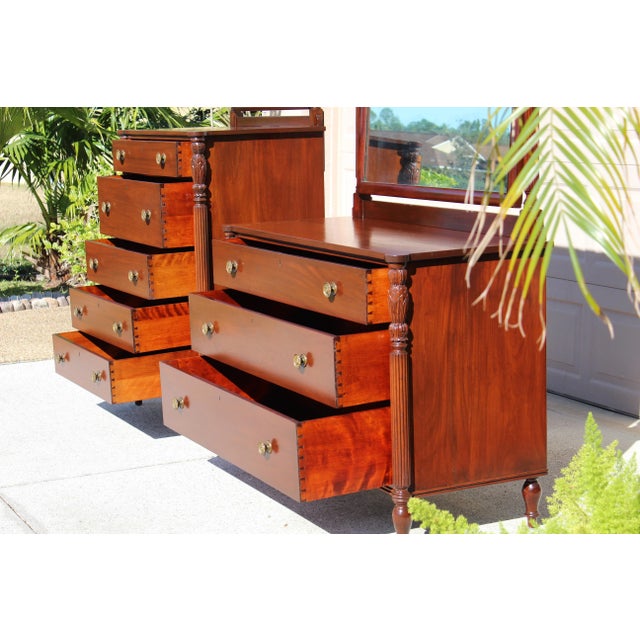 Antique Mahogany Dresser Set With Swivel Mirrors - Circa 1880 Victorian Bedroom Furniture For Sale In Naples, FL - Image 6 of 18