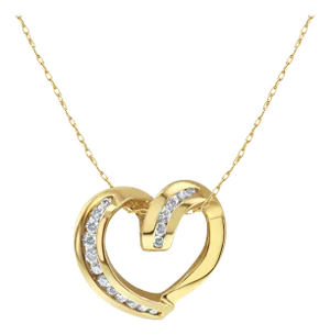 Half Carat Diamond Channel Set Necklace 14k Yellow Gold