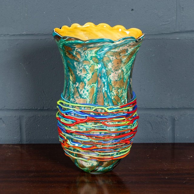 1990s Vintage Italian Hand Blown Millefiori Glass Vase, Murano, 1990s For Sale - Image 5 of 18
