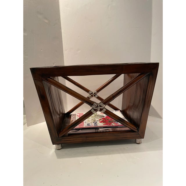 Contemporary Wooden and Silver Wrapped Magazine Stand For Sale - Image 9 of 11