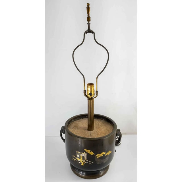 Metal Japanese Mixed Metal Bronze Table Lamp For Sale - Image 7 of 10