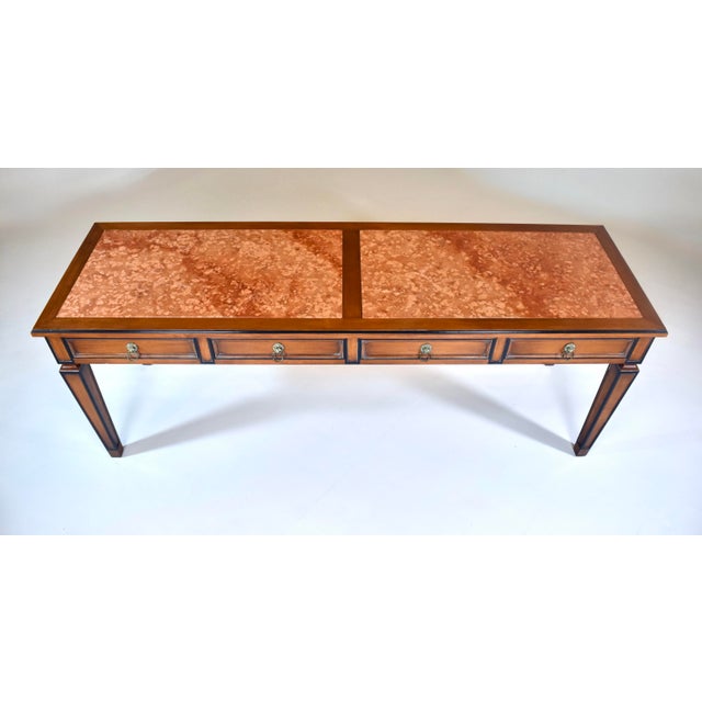 Neoclassical Style Italian Directoire Console Table, Rosso Verona Marble Top For Sale - Image 15 of 15
