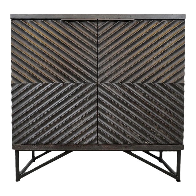 Ebony Geometric Wood Cabinet For Sale