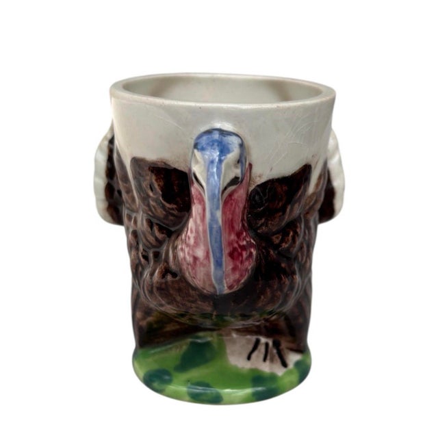 French Country French Majolica Turkey Egg Cup Sarreguemines Circa 1920 For Sale - Image 3 of 9
