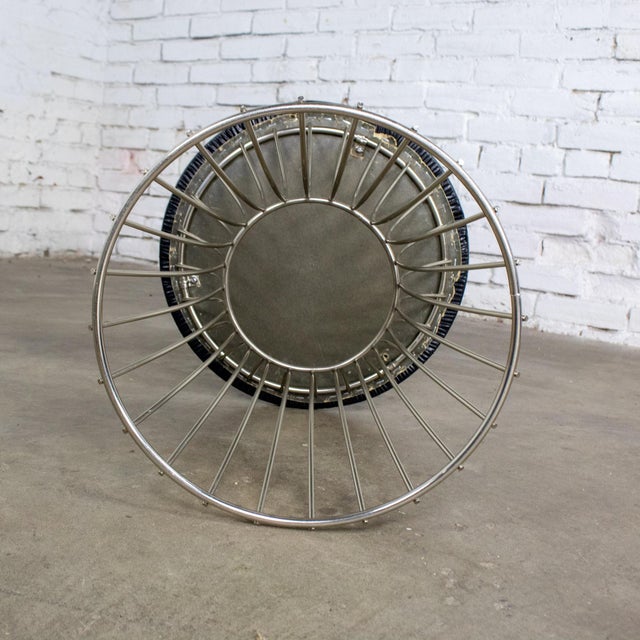 Metal Mid-20th Century MCM Stool Manner of Warren Platner Chrome Wire Base and Black Vinyl Seat For Sale - Image 7 of 18