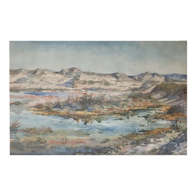 Louys Van Den Bussche, Les dunes sur la côte belge, 1927, Watercolor on Paper, Framed For Sale
