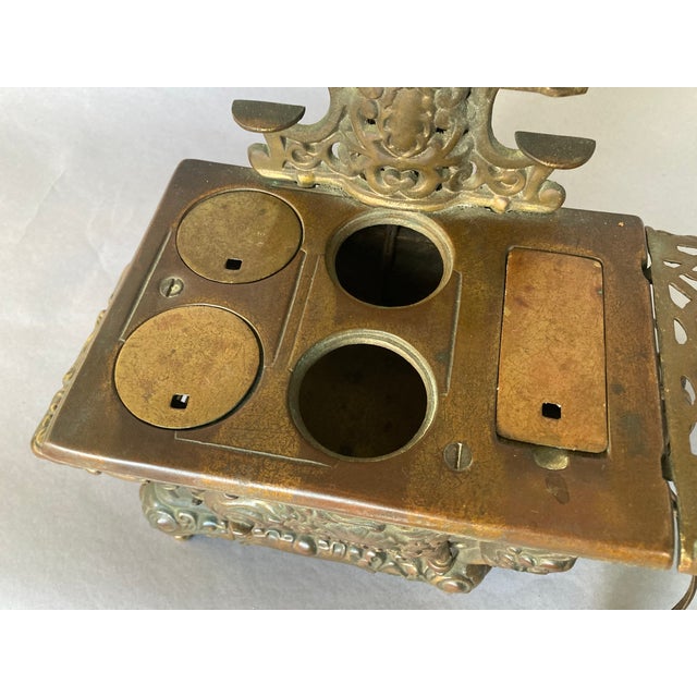 Antique Salesman's Sample, Cast Iron Wood Burning Stove - Savage - As Table Lamp For Sale In San Francisco - Image 6 of 12