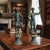 Neoclassical Vintage Maitland Smith Bronze Roman Statue-Pair-Verdigris Neoclassical-Sculpture For Sale - Image 3 of 11