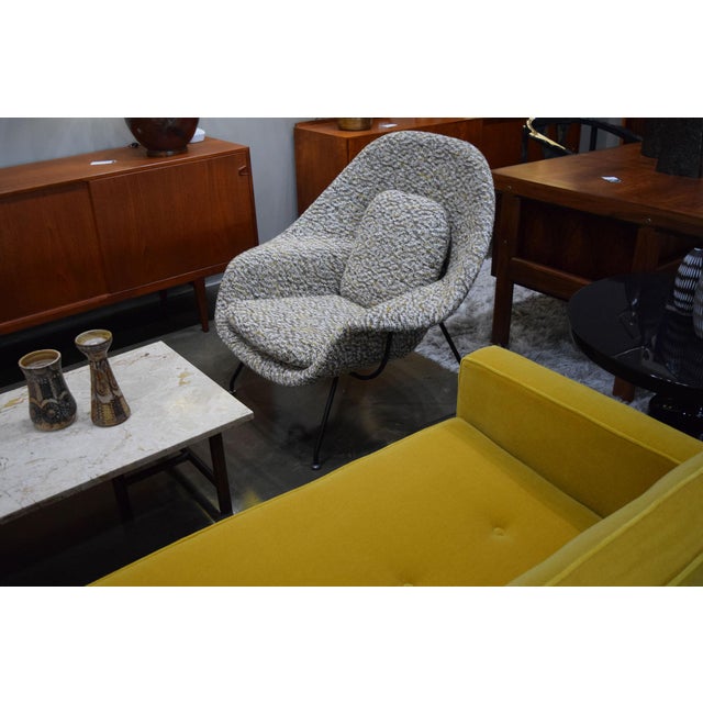 Brown Eero Saarinen for Knoll Womb Chair Is French Boucle" For Sale - Image 8 of 9