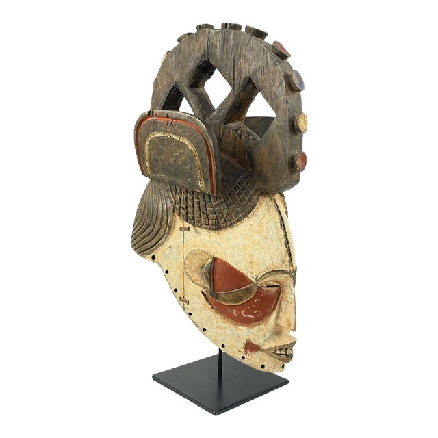 Early 20th Century Igbo Maiden Spirit Mask on Custom Stand Nigeria MATTER COLLECTION For Sale