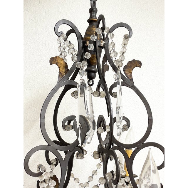 Vintage Iron Chandelier For Sale - Image 9 of 13