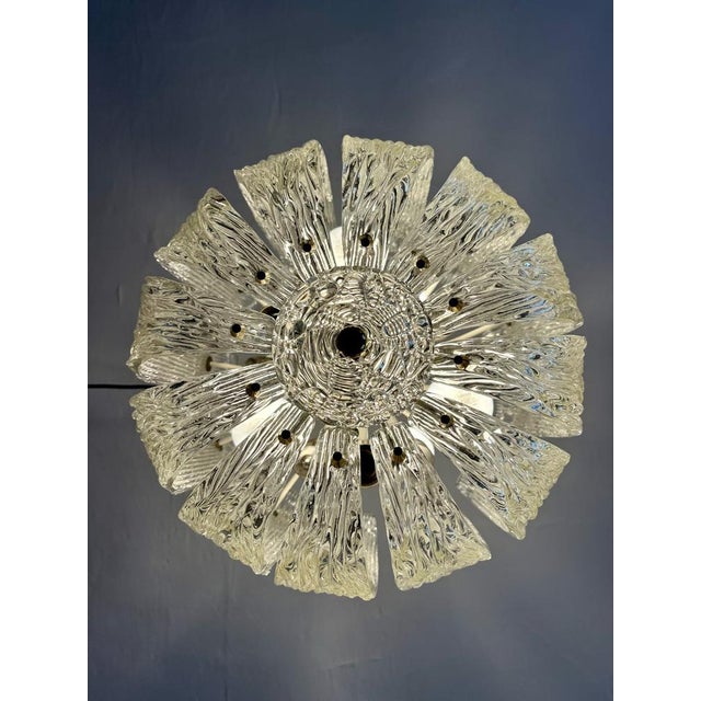 Mid-Century Modern Mid-Century Modern Austrian Basket Chandelier in Brass and Curved Textured Glass by J. T. Kalmar, 1950s For Sale - Image 3 of 8