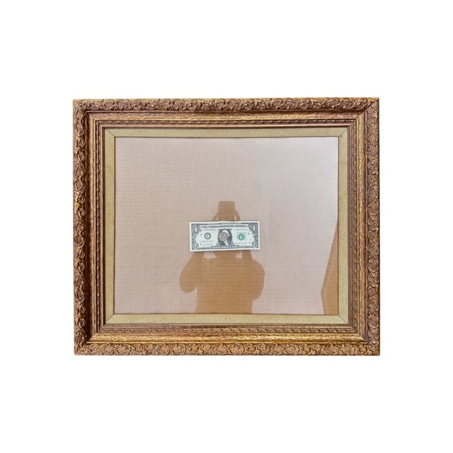 Vintage Bronze-Gilt Ornate Frame With Linen Liner & Glass For Sale - Image 9 of 15