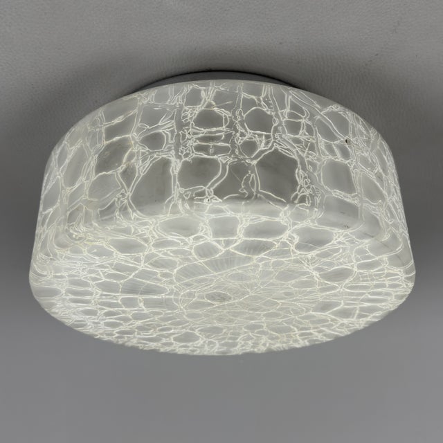 Space Age Ceiling Lamp in Ice Glass and Chrome Metal, 1970s For Sale - Image 6 of 12