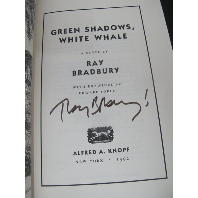 American Ray Bradbury Signed 1992 1st Edition Book Green Shadows White Whale For Sale - Image 3 of 8