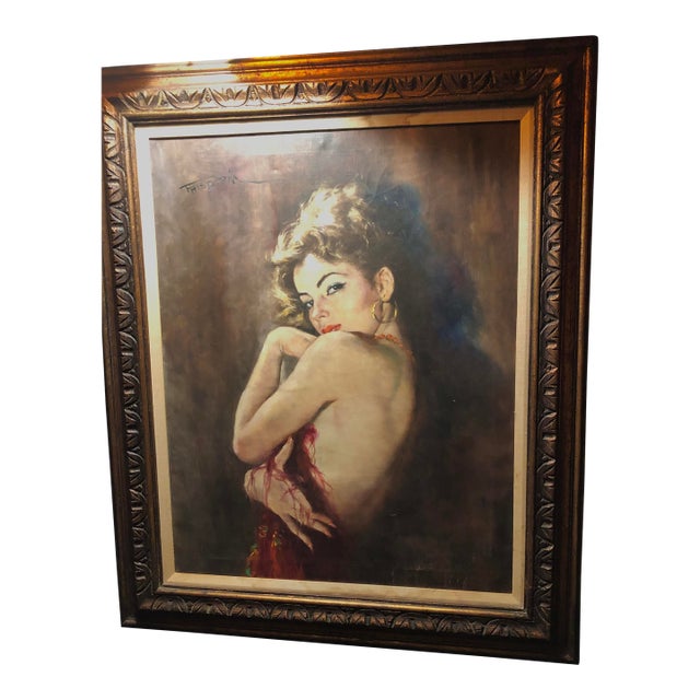 1940s Original Oil on Canvas, “Camilla” by Pal Fried Semi Nude For Sale