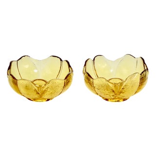 Amber Flower Candle Holders – a Pair For Sale