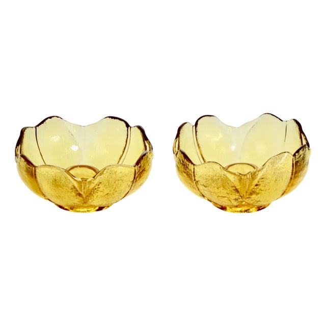 Amber Flower Candle Holders – a Pair For Sale