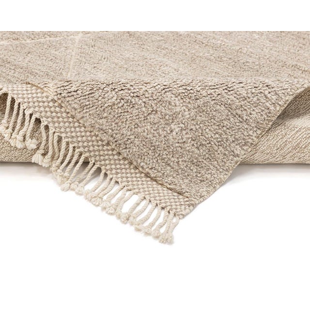 Oversized Geometric Line Hand-Knotted Wool Rug | 15'0" X 11'7" | One of a Kind For Sale - Image 4 of 8