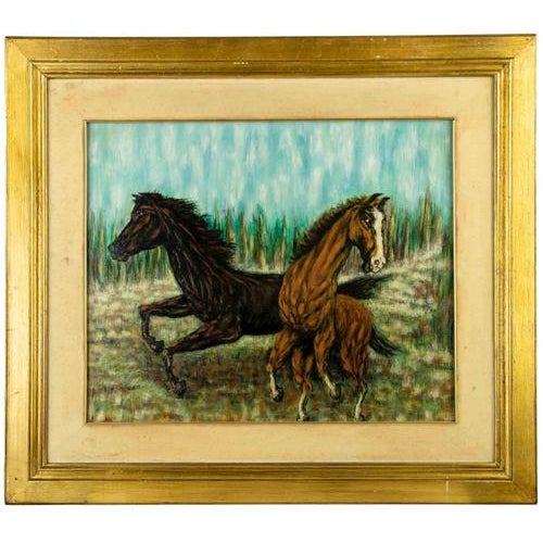 Italian Artist, Horses, 1991, Oil Painting on Canvas, Framed For Sale - Image 3 of 3