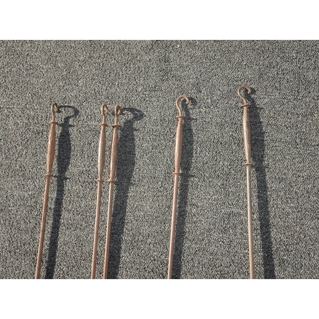 Vintage French Farmhouse Rustic Rustic Fireplace Tools W Four Tools For Sale In Los Angeles - Image 6 of 9