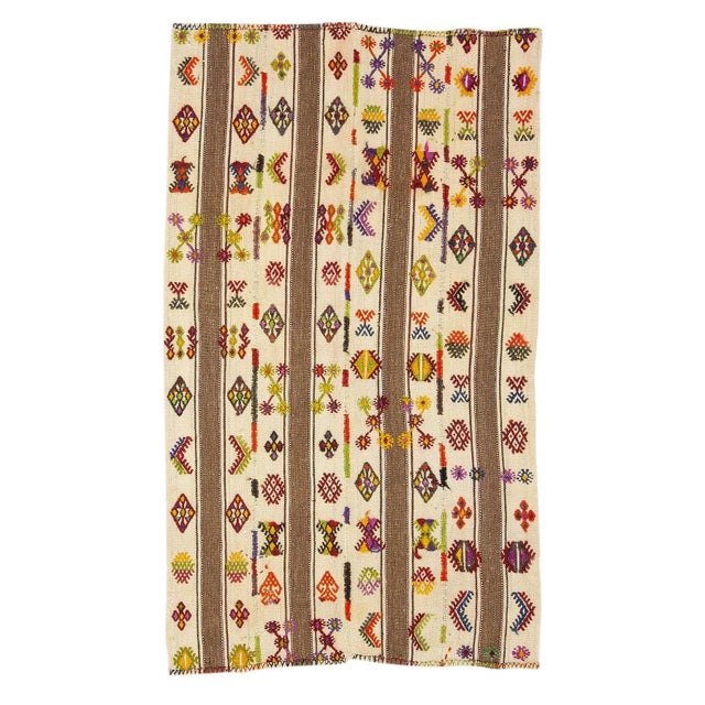 Textile Embroidered Vintage Kilim Rug For Sale - Image 7 of 7