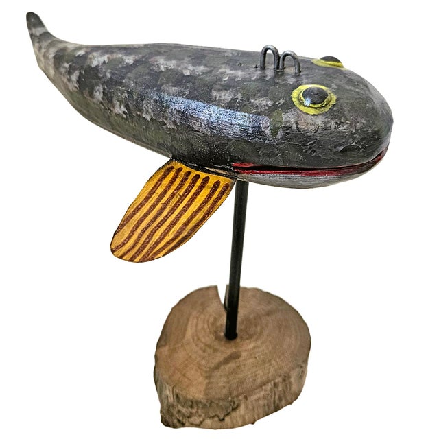 Contemporary Folk Art Fish Decoys by Ronald Derrow Set of 2 For Sale - Image 14 of 18