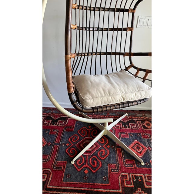 1970s Rattan & Bamboo Hanging Chair Egg/Basket Chair Chairish