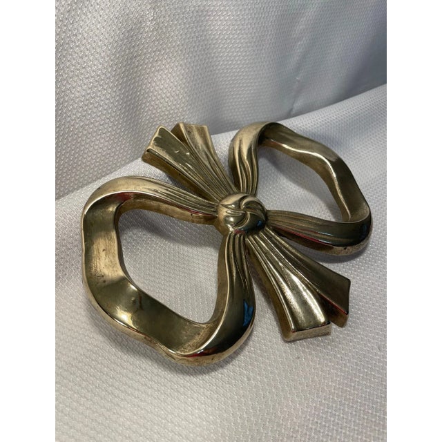 Mid 20th Century Vintage Solid Brass Bow Trivet or Wall Decor For Sale - Image 5 of 12