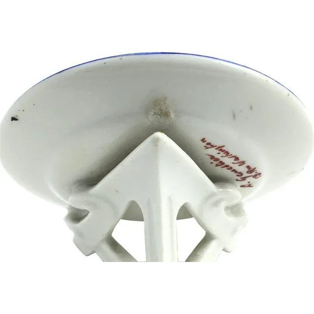 Yellow Vintage Mid-Century Porcelain Floral Plate Menu Stand For Sale - Image 8 of 9